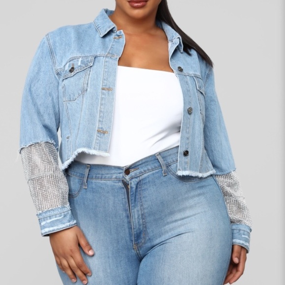 rhinestone denim jacket plus size